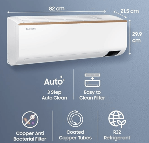 Samsung 1 Ton 5 Star Inverter Split AC (Copper, Convertible 5-in-1 Cooling Mode, Anti-bacterial Filter, 2023 Model AR12CY5ZAGD White) - Image 3